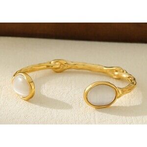 Luxury Stone 18K Gold Plated Cuff Bracelet